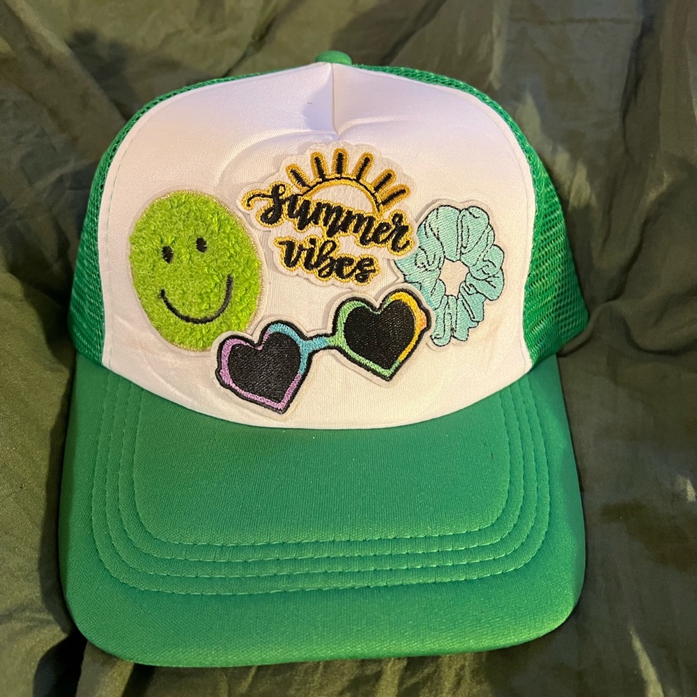 Green Summer Vibes Trucker Hat with Patches
